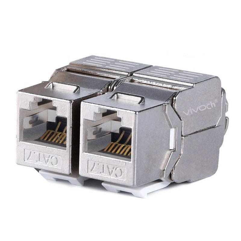 VIVOCH 10 Pcs Cat7 Keystone Jack, Cat7 RJ45 FTP Tool-Less Type Zinc Alloy Module Shielded Keystone Jack Adapter 10 Gigabit Modular Jack - Image 1